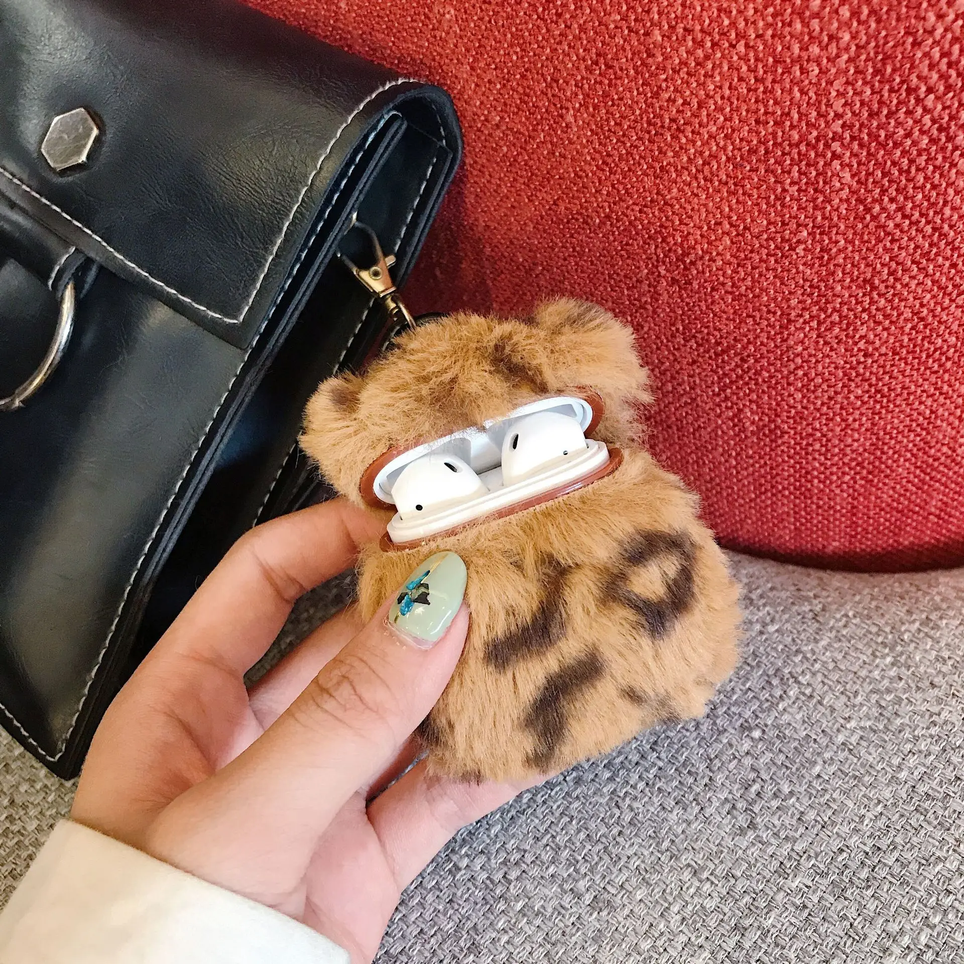 Пушистый чехол для Airpods Pro роскошная леопардовая текстура Bluetooth беспроводная