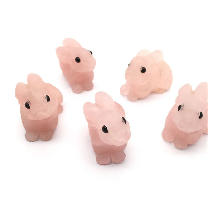 

Wholesale lovely hand carved crystal animals rose quartz rabbit for decoration