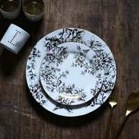 american ceramic gold plated branch leaf bird dinner plate 10 inch 27cm plate luxury gold plate