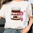 Женская футболка Ulzzang Kawaii Мультфильм Нутелла Футболка Harajuku 90-х графическая женская футболка с коротким рукавом Корейская одежда