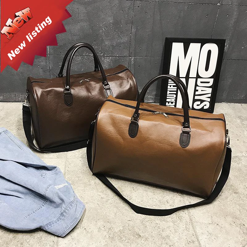 Travel bag PU leather large-capacity hand luggage bag short-distance travel bag sports fitness bag packing cubes