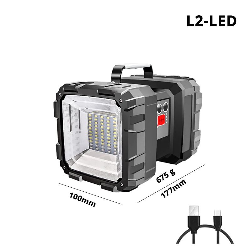 L2-LED Перезаряжаемый супер яркий светодиодный прожектор с двойной головкой фонарик прожектор с XHP 70,2 лампа шарик водонепроницаемый кемпинг свет - Испускаемый цвет: L2-LED