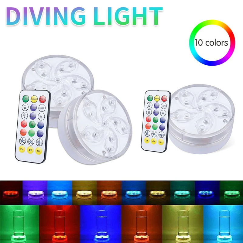 

Battery Operated 11leds RGB Led Submersible Light Underwater Night Lamp Garden Swimming Pool Light For Wedding Party Vase Bowl