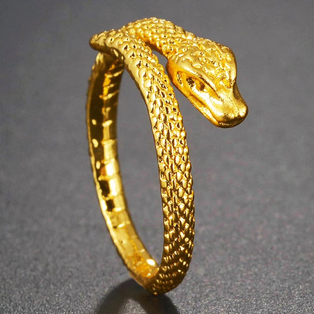 

Gold Color Exaggerated Snake Ring Spirit Opening Rings Adjustable Vintage Retro Men Women Jewelry Gift Wholesale