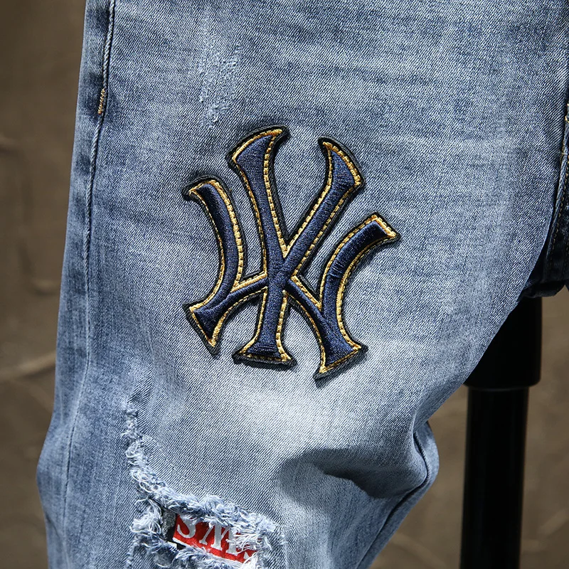 Европейские мужские брендовые облегающие джинсы dsq джинсовые брюки стрейч синие