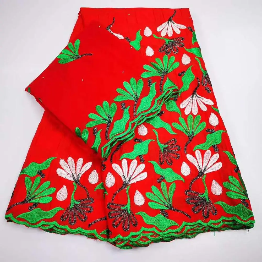 Цветная 2 в 1 хлопковая ткань Швейцарии вышитая камнями tissu africain brode coton guinea brocade для