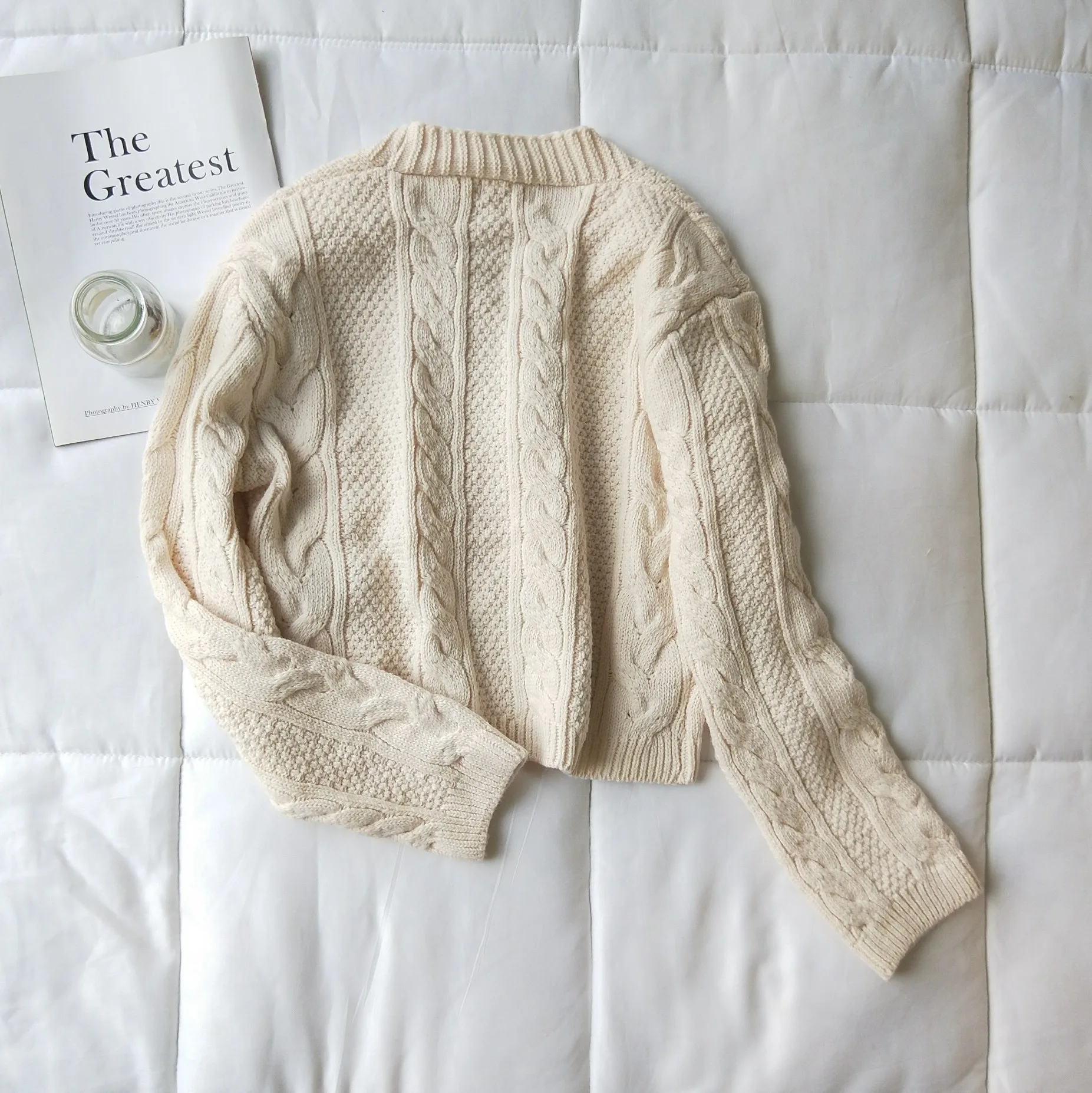 GOPLUS Women's Knitted Sweater V Neck Coat Autumn Winter Cardigan One Size Women Sweaters Short for Female C9513 |