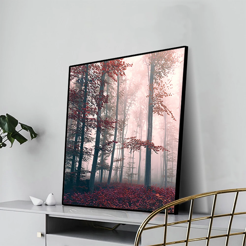 

Canvas Art Painting Misty deciduous woods Creative Wall Decor Poster Picture Home Decoration For Hotel Bedroom Living room
