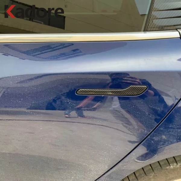 Чехол для боковой дверной ручки Tesla Model 3 2018 2019 2020 2021 ABS из углеродного волокна