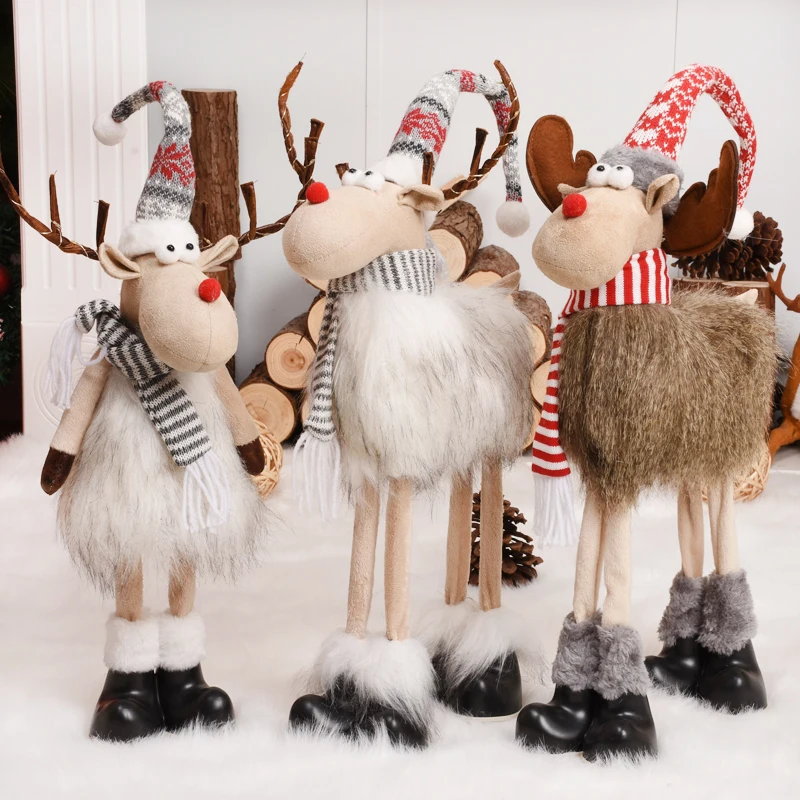 

Retractable Christmas Dolls Reindeer christmas tree decorations Xmas Figurines New Year Gift Regalos De Navidad For Home