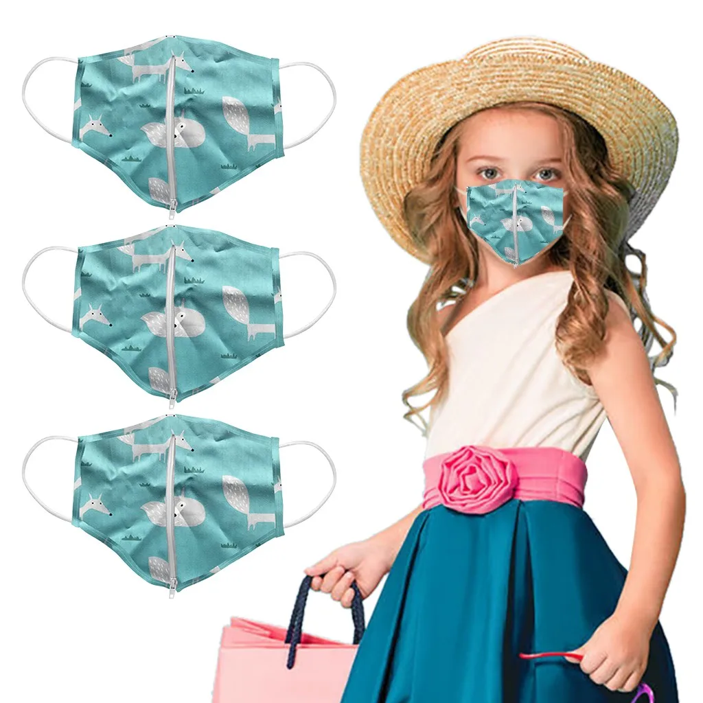 

3PC masque enfant Protective Mask Children's Reusable Zipper Mask Is Easy To Drink Mascarillas Facemask Washable and Reusable A5