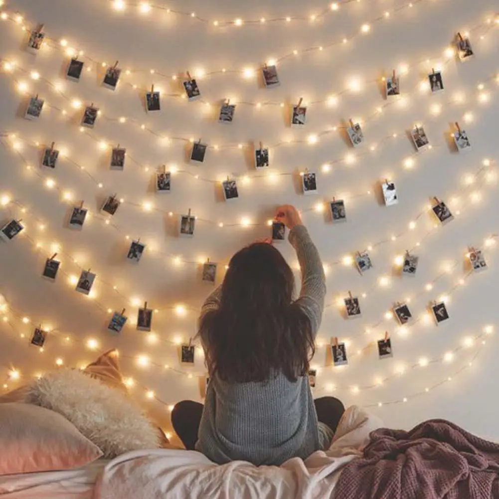 Гирлянда светодиодная с USB прищепкой 2 м/4 м деревянные гирлянды уличные