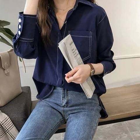 

Large Size Women's Clothing Loose Shirt Retro Style Top Shirt Blusas Ropa De Mujer