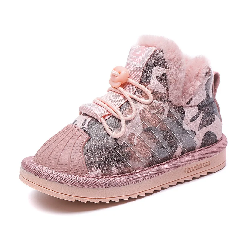 CMSOLO Kids Boots Short Shoes New Fashion Winter Boot Plush Keep Warm Girls Princess Flat Heels Boots Shoe Girl Kids Simple Shoe