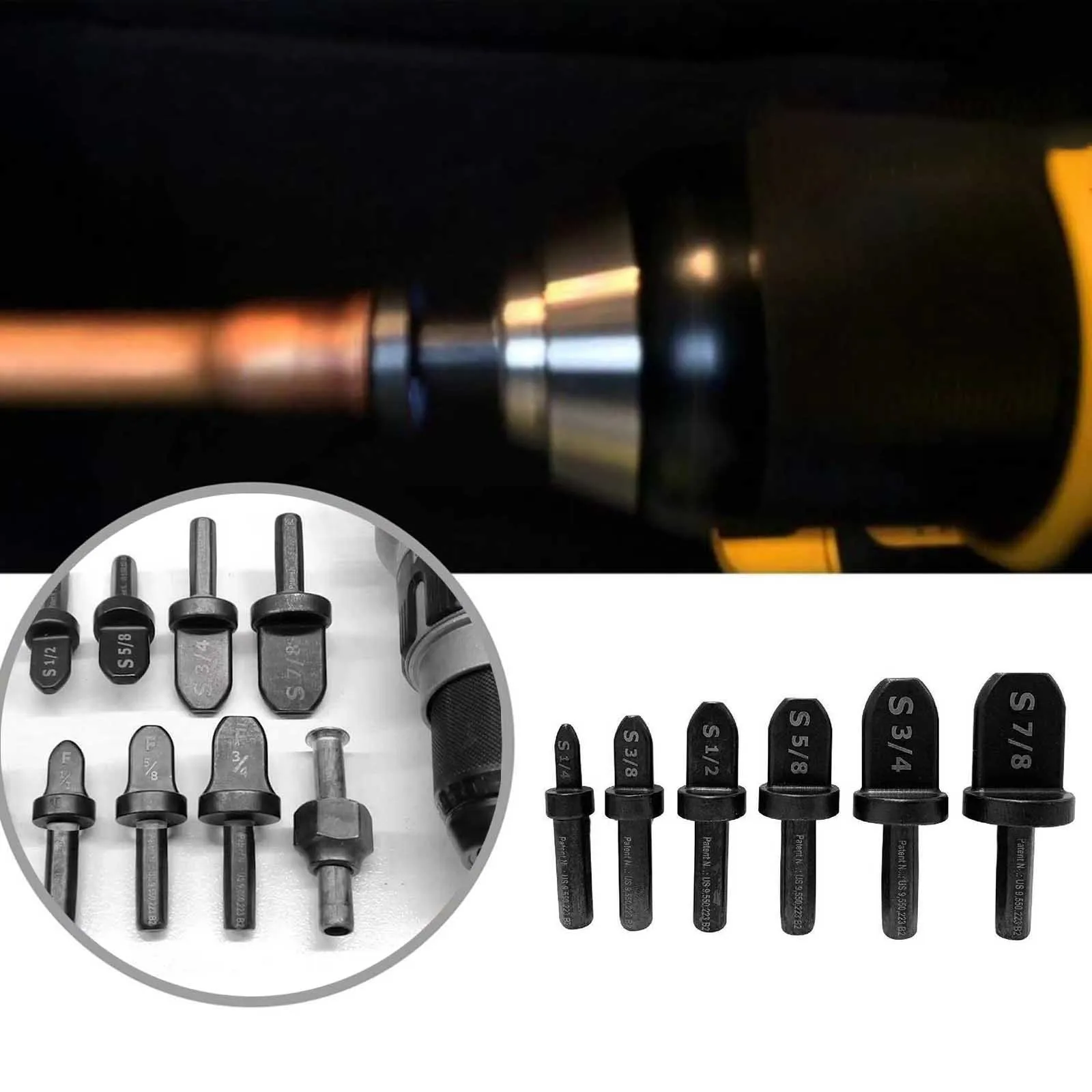 

6pcs Imperial Tube Pipe Expander Support for Air Conditioner Conditioning Swaging Tool 7/8 3/4 5/8 1/2 3/8 1/4 Inch QW