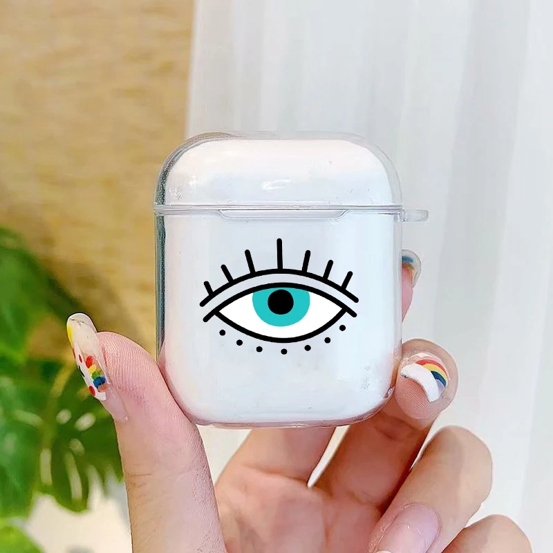 

Cute Blue Evil Eye For Airpod Cases For Airpods 1 2 Case Clear Silicone Exotic Earphone Cover Box Cartoon For Air Pods Pro Cover