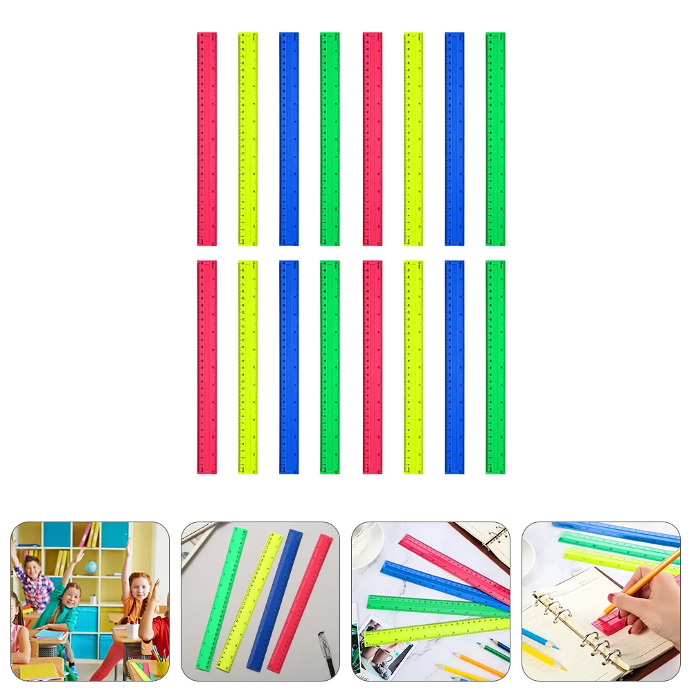 

16pcs Straight Rulers 12 Inch Rulers Students Measuring Tools for School