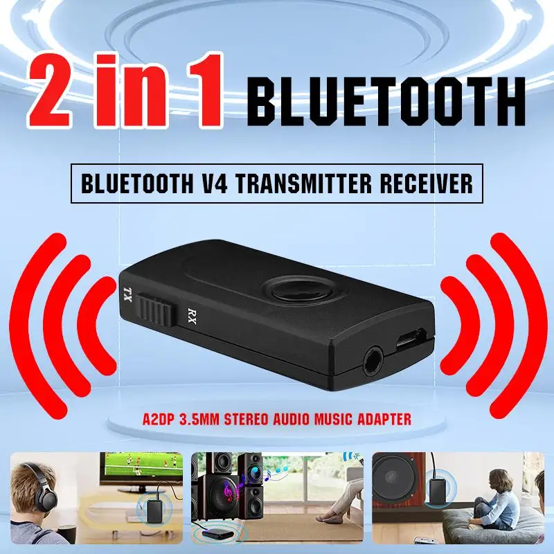2 in 1 Bluetooth Transmitter Receiver Wireless A2DP 3.5mm Stereo Audio Music Adapter For Headphones | Электроника