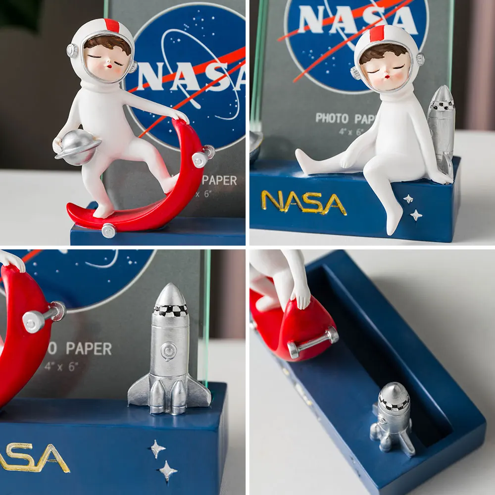 

16x11.5cm Nordic Astronaut Figurine Picture Frame Photo Frame Photocard Frame Souvenirs Home Decoration Bedroom Accessories Gift
