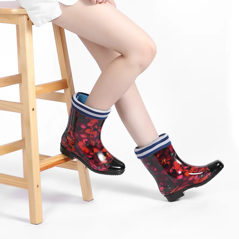 Резиновые сапоги для взрослых с леопардовым принтом Нескользящие