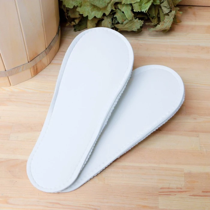 BATH SLIPPERS WITH WATERPROOF NON-SLIP SOLE WHITE FELT 4012486 for bath sauna home and kitchen Mats Bathroom Products Household Merchandises Garden |