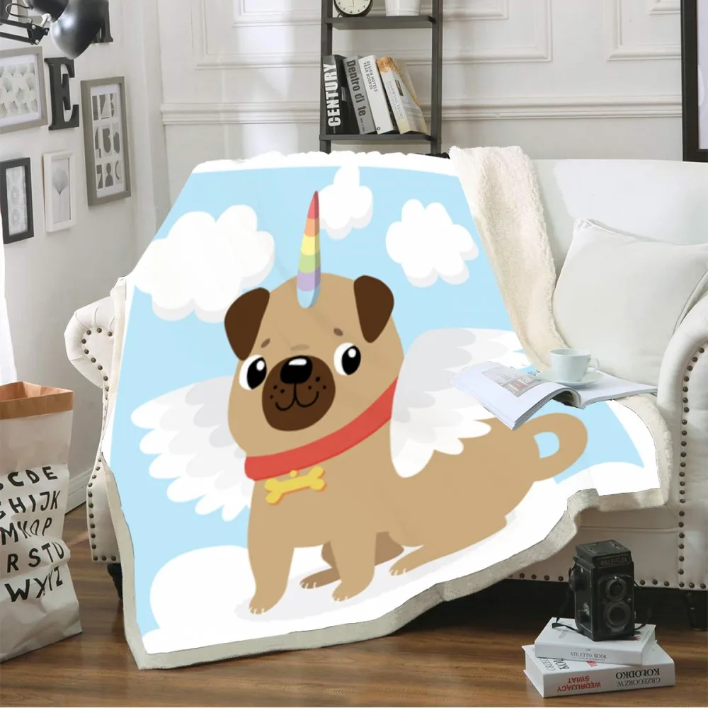

Супер мягкое одеяло 3D с цифровым рисунком мопса, собаки, ангела, плюшевые пледы, одеяло для кровати, дивана, милые дети, подростки, Nap, серия Ед...