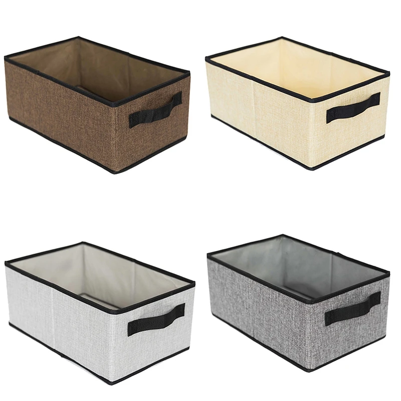 

Washable Folding Clothes Storage Box Foldable Underwear Socks Bra Storage Container Cotton Liene Shirts Storage Box