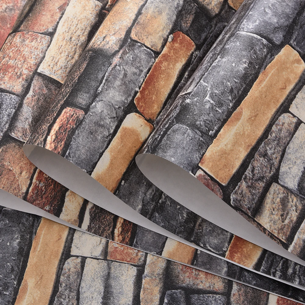 

Red,Grey Vintage Rustic Stone Brick Wallpaper Roll Living Room Bedroom Restaurant Background Loft 3d Print Wall Paper