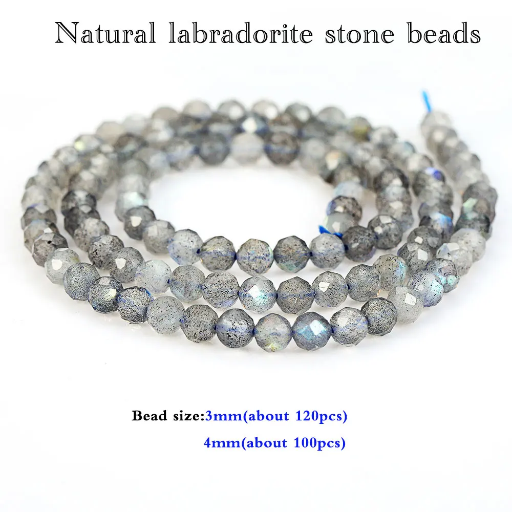 

Natura Labradorite Stone Beads for Necklace Bracelet Fine Jewelry Findings DIY 4mm 3mm