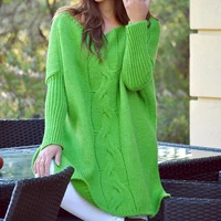 knitted sweaters for woman 2021 new o neck loose long sleeve solid hem split plus size twist casual