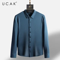 ucak brand spring new fashion style casual long sleeves turn down collar solid color streetwear shirt men clothing homme u6146