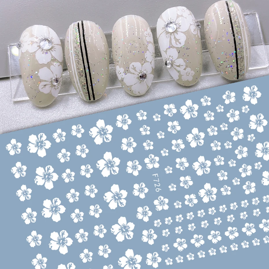 

NEW 3D Nail Stickers White Gold Flower Leaf Letters Sliders for Nail Inscriptions Summer Manicure Nail Art Decoration Tip