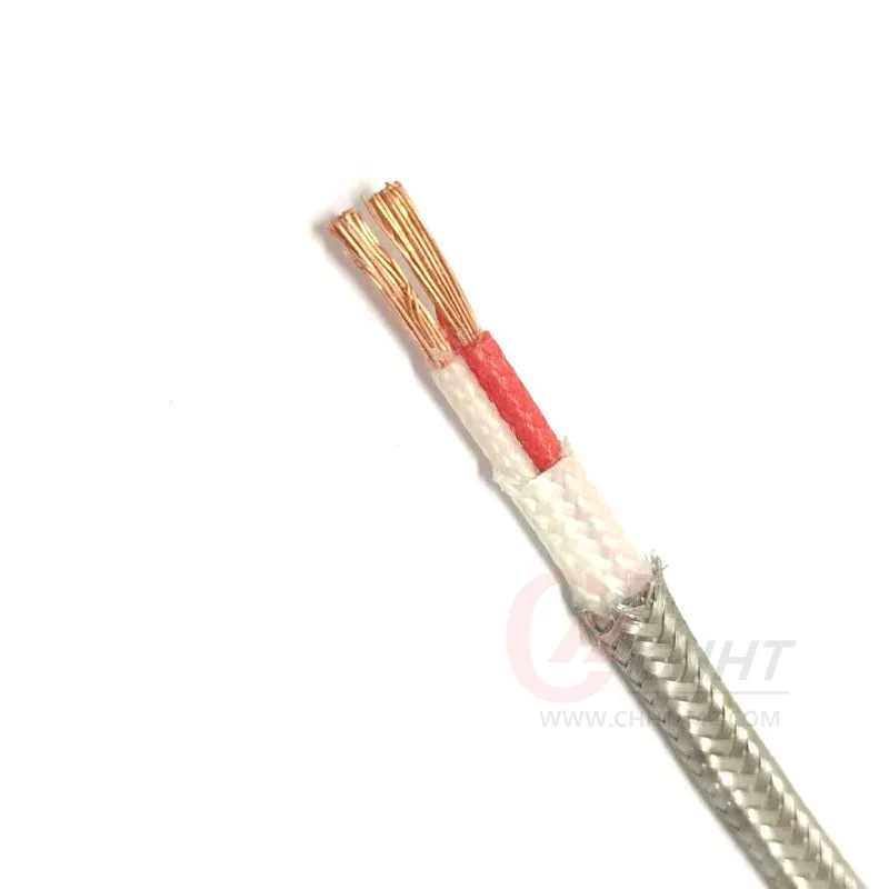 B Type 2*18AWG Fiberglass Insulation Stainless Steel Shield Thermocouple Wire High Temperature Measuring Line Compensation Cable |