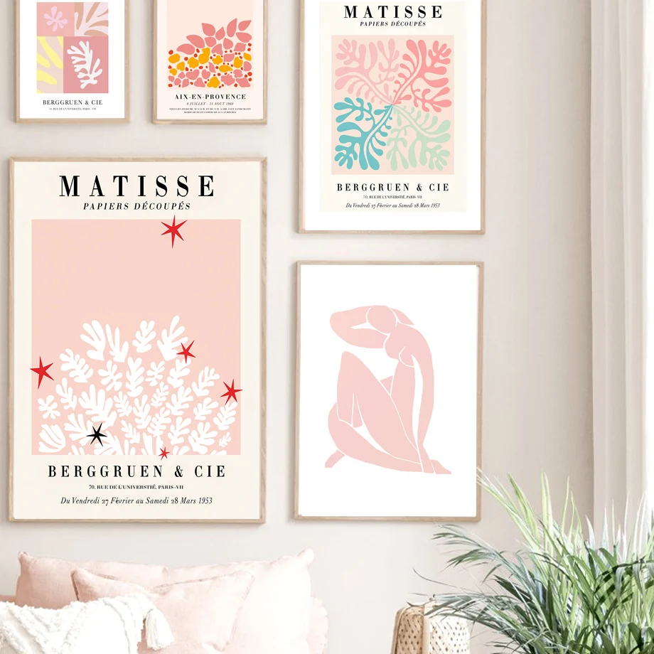 

Nordic poster wall painting Matisse abstract colorful leaf paper-cut painting wall art printing canvas painting decoration