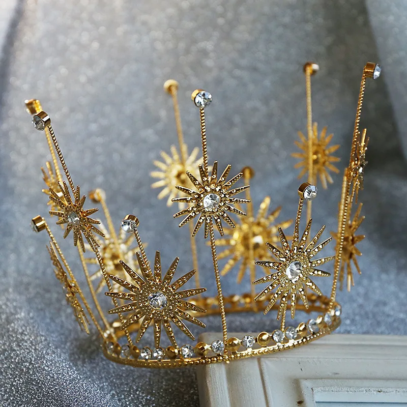 Birthday Cake Baking Crown Sun Flower Iron Rhinestone Decoration Round Tiara Queen Bridal Jewelry | Украшения и аксессуары