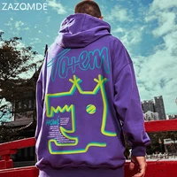 zazomde winter hoodies man pullover sweatshirt funny graffiti print hoodies fashion men hip hop hoodies fleece purple hooded 8xl
