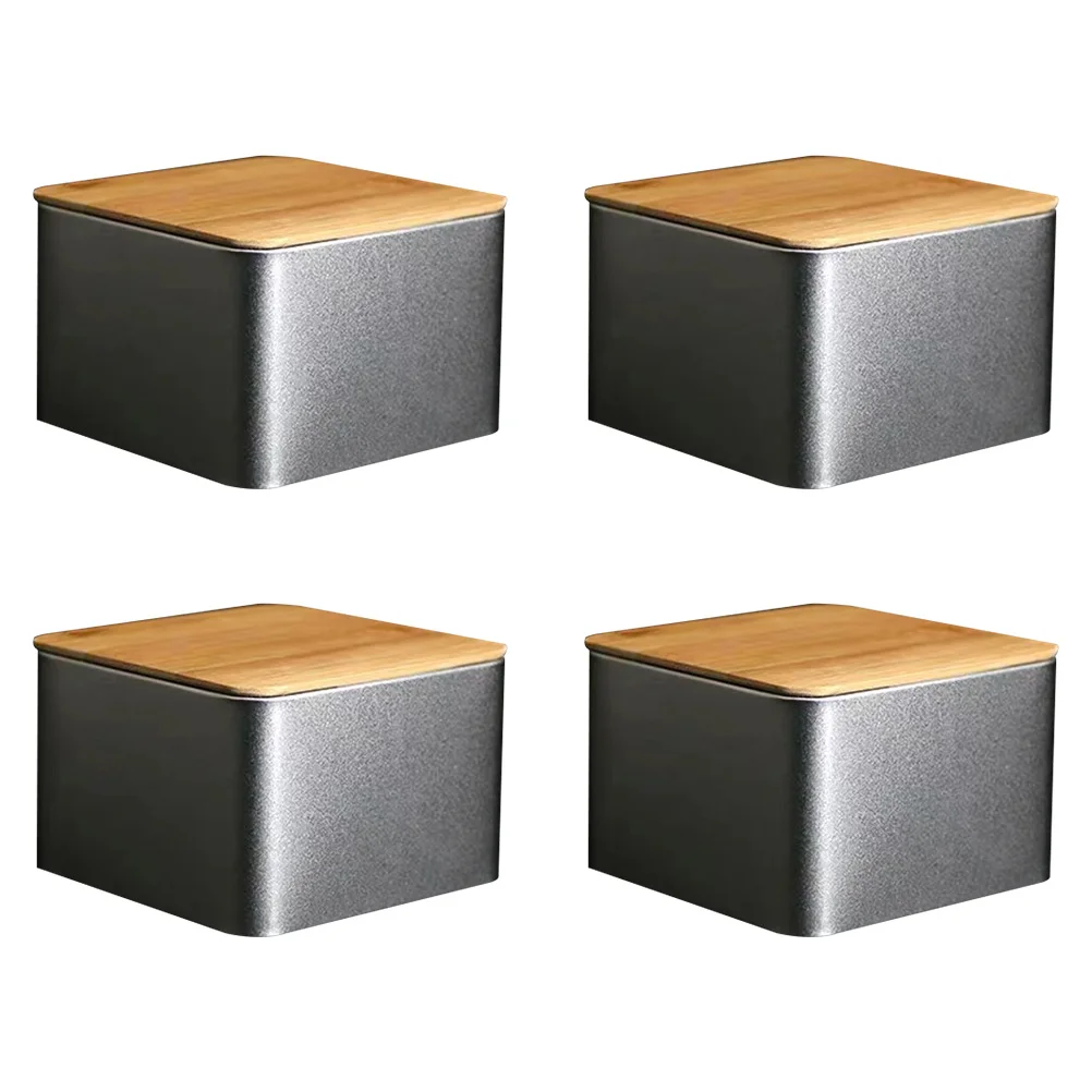

4Pcs Tinplate Cans Universal Packaging Boxes Tinplate Tea Boxes with Cover