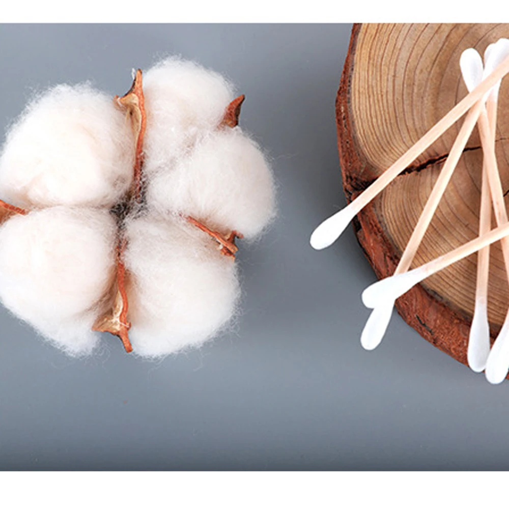 200/100 шт. двусторонний ватный тампон бамбуковый деревянные палочки одноразовые
