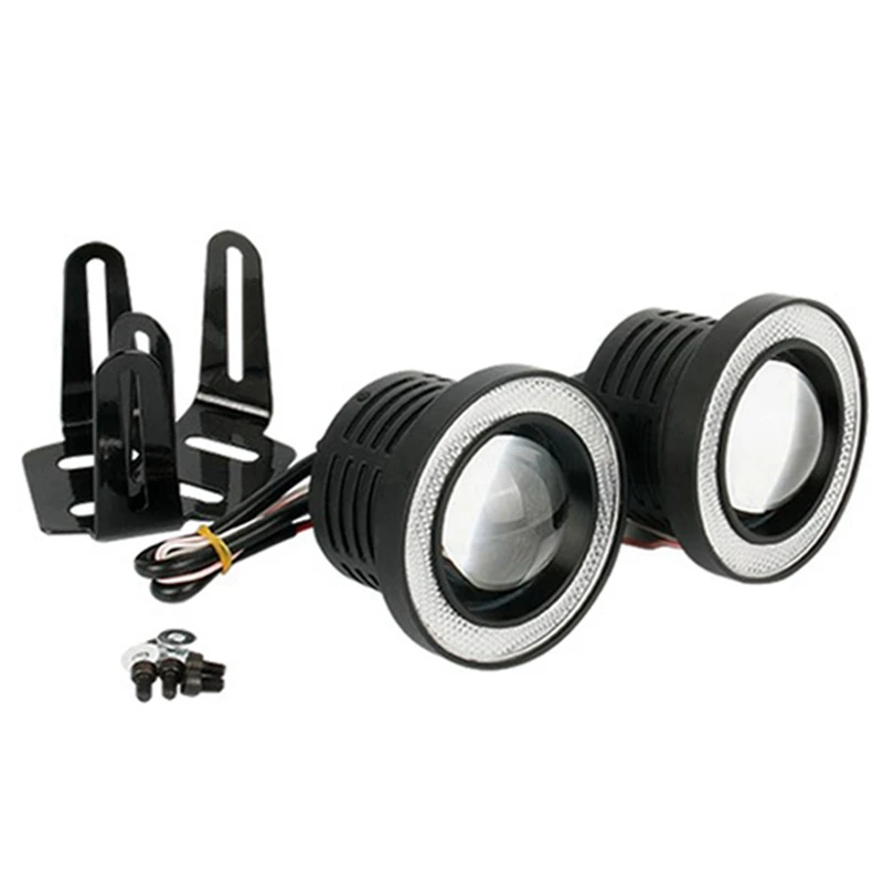

2pcs 12V Universal LED DRL Driving Lights White Blue Yellow Red Angel Eyes Fog Lamp 2.5" 3.5" 64mm 89mm daytime running light