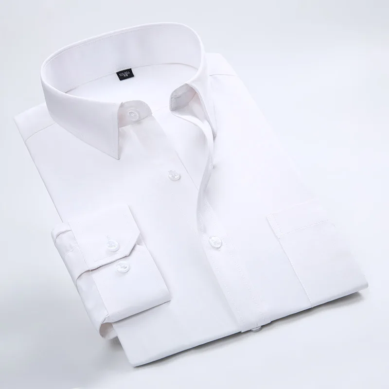 

2021 New Men's White Shirt Business Long Sleeve Shirt Fashion Professional Dress Solid Color Shirt Wholesale Camisas De Hombre