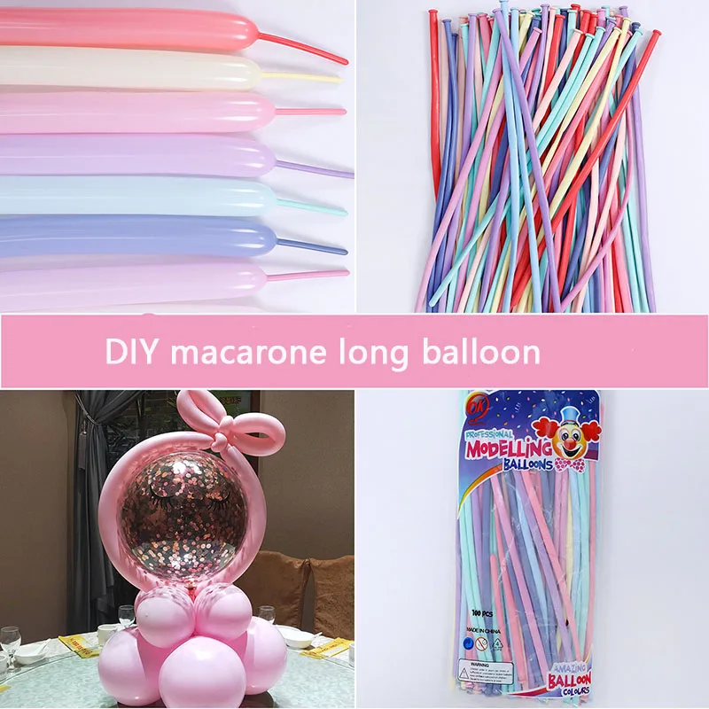 

Diy 100pcs balão longo de tecelagem, Balão mágico para decoração de festa de aniversário,cor de balão para casamento