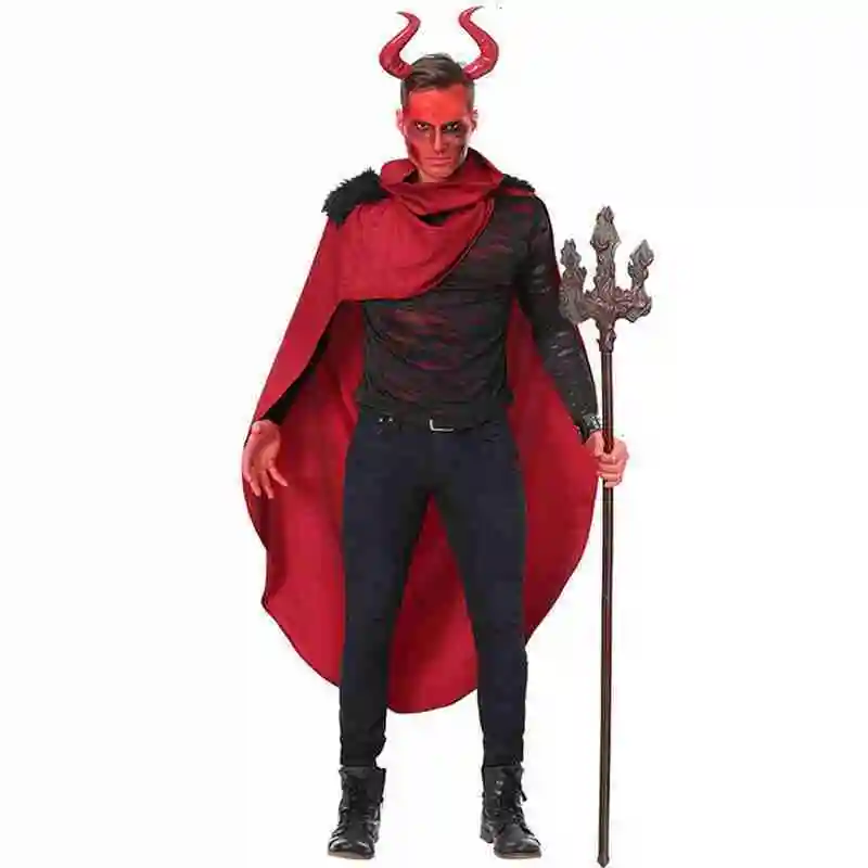 

Devil's halloween men's robes, hooded devil's horror, dress-up demon costume, frame-up halloween cosplay carnival costumes.