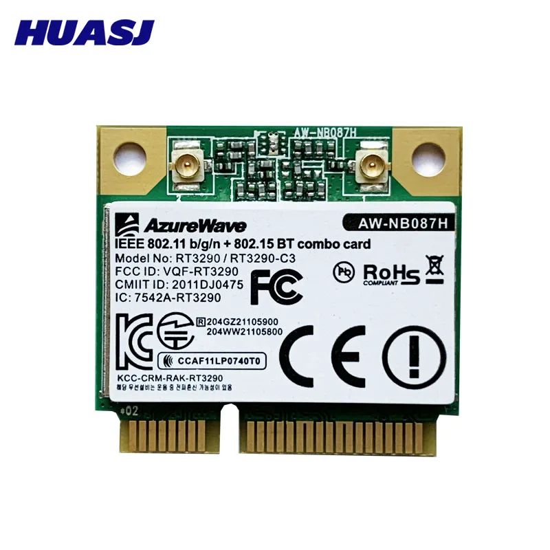 Huasj AzureWave AW-NB087H-LE RT3290LE RT3290 150 Мбит/с 802.11b / n media mini PCIe pci-express BT3.0 Wlan Беспроводная карта