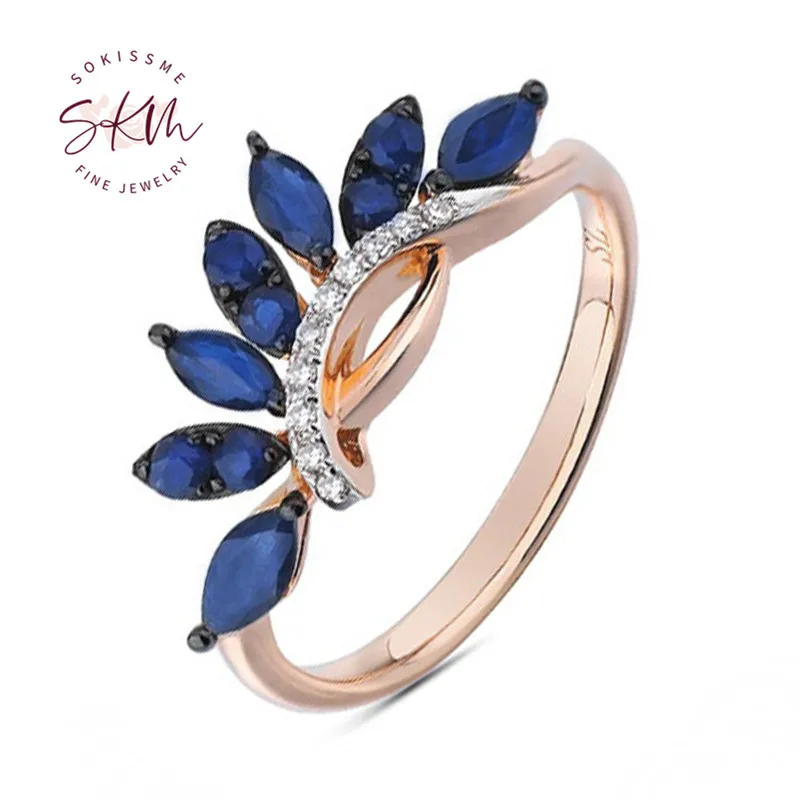 

SKM Luxury designer sapphire rings 14k rose gold Vintage brand designer Engagement rings designer Promise Luxury Fine Jewelry