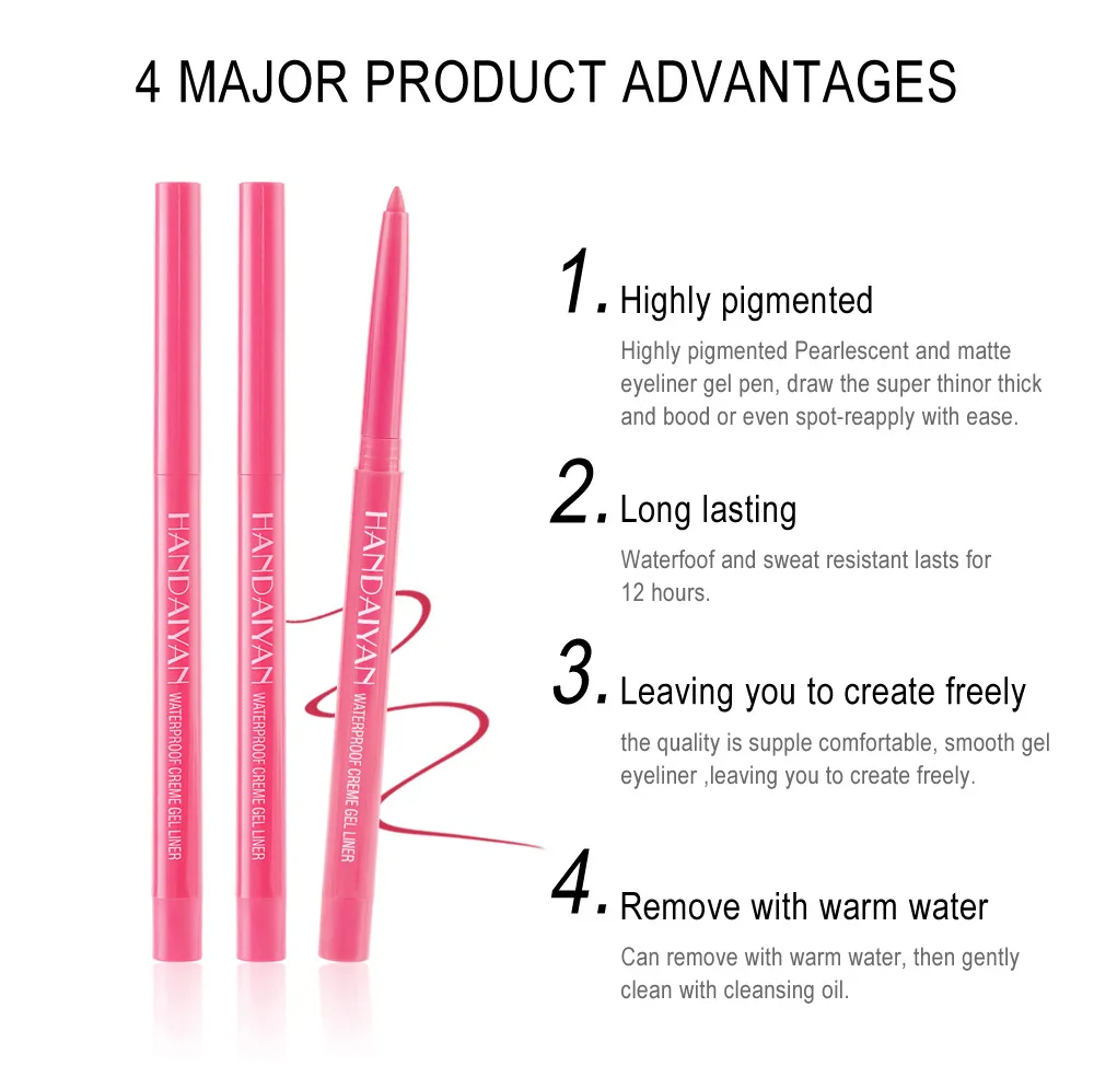

20 Colors Beadle Matte Eyeliner Pencil Waterproof Pen Precision Long-lasting Eye Liner Smooth Can Rotate Eyeliner Make Up Tools