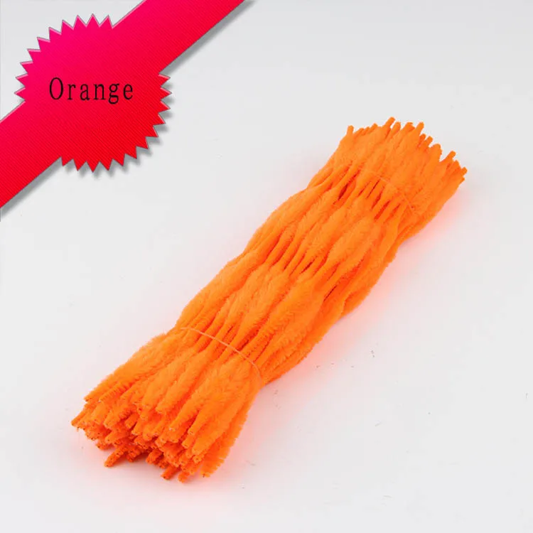orange 100 шт Красочные гофрированные шенилле Стебли трубы скрученный стержень ручной материал, аксессуары для поделок Детские интеллектуальные игрушки Дети - Цвет: orange