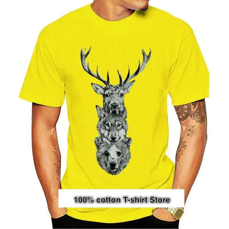 

Новинка, дизайнерская футболка унисекс с изображением оленя, волка, медведя, животного 2021, Женская Повседневная футболка из 100% хлопка