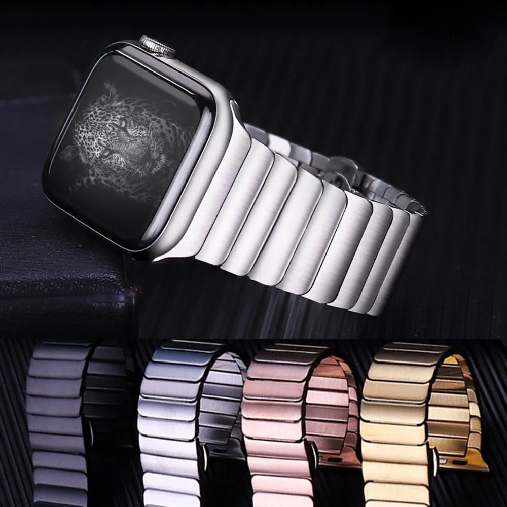 

Chain Strap For Apple Watch 6 5 4 3 2 SE 42mm 38mm 40MM 44MM Metal Stainless Steel Watchband Adult Bracelet iWatch Series Band