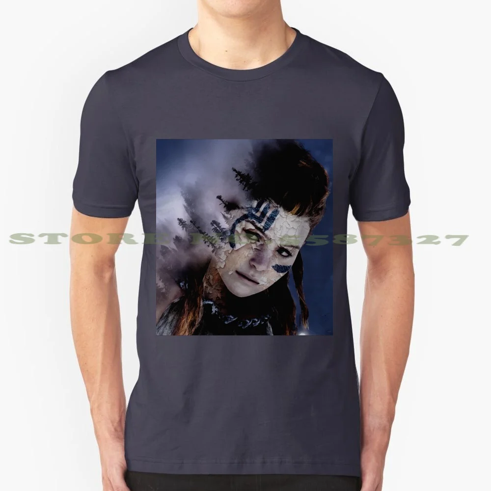 

Robo Hunter Black White Tshirt For Men Women Playstation Girls Horizon Zero Dawn Apocalypse Future Gaming Video Game War Paint