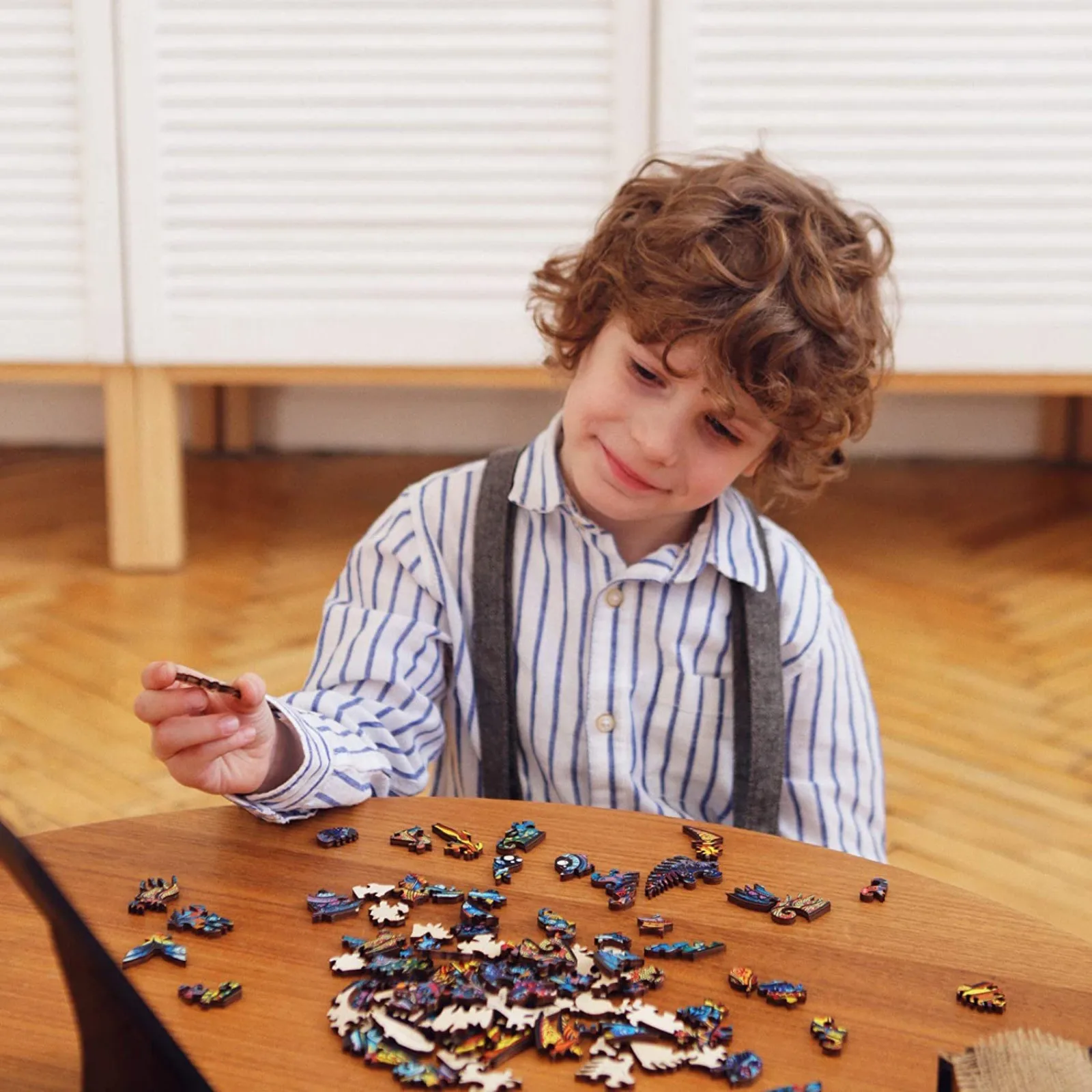 

HIINST 100pcs Color Cow Shape Building Block Wooden Jigsaw Puzzle Toy Each Piece Unique Animals Shape Adult Game